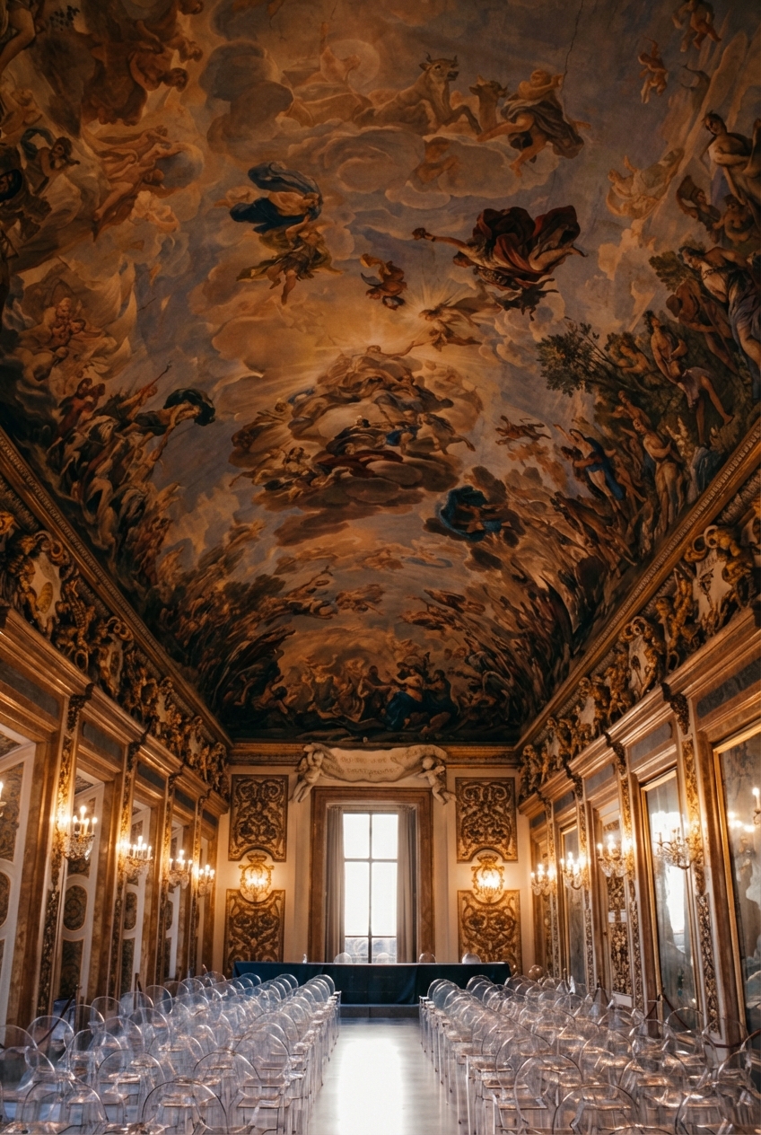 Woman looking to the side covered in a dark veil 